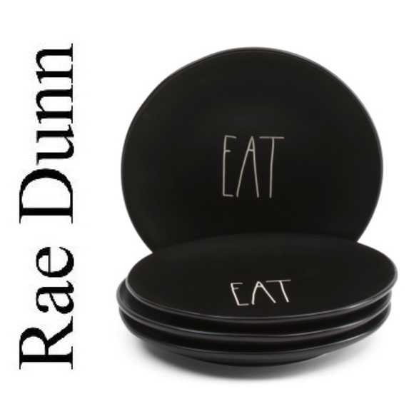Rae Dunn Other - BRAND NEW Set of 4 Rae Dunn EAT plates black